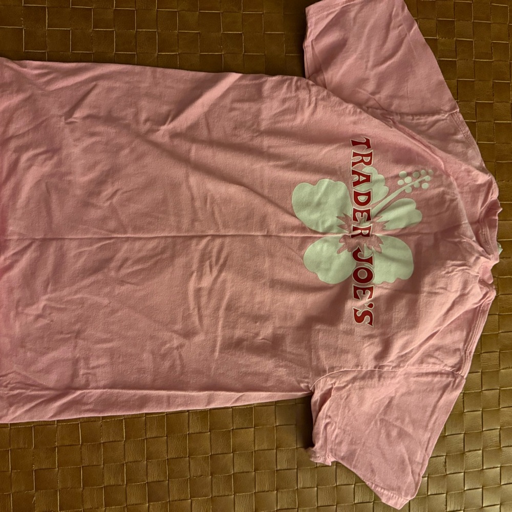 Baby soft Pink Trader Joe’s T-Shirt with Floral Graphic